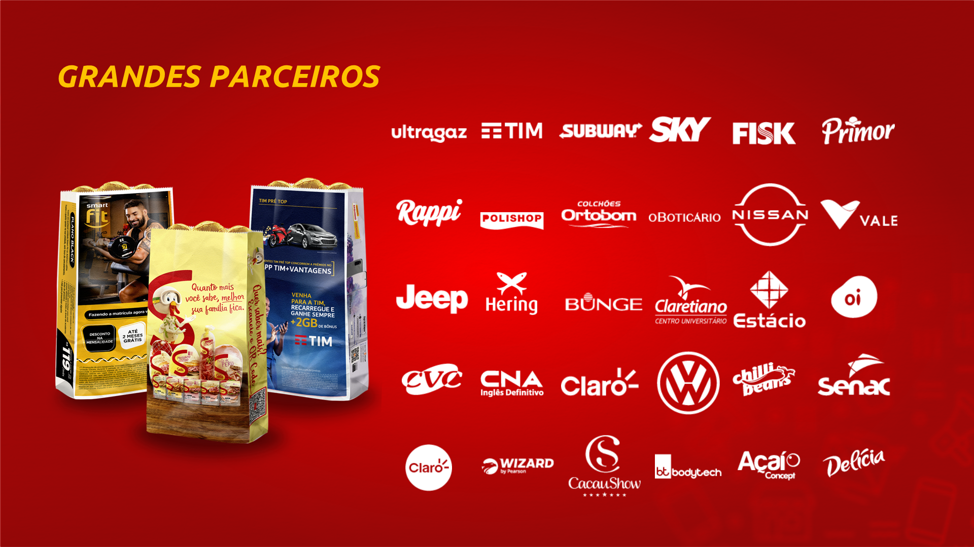 Página grandes parceiros do mídia kit PremiaPão