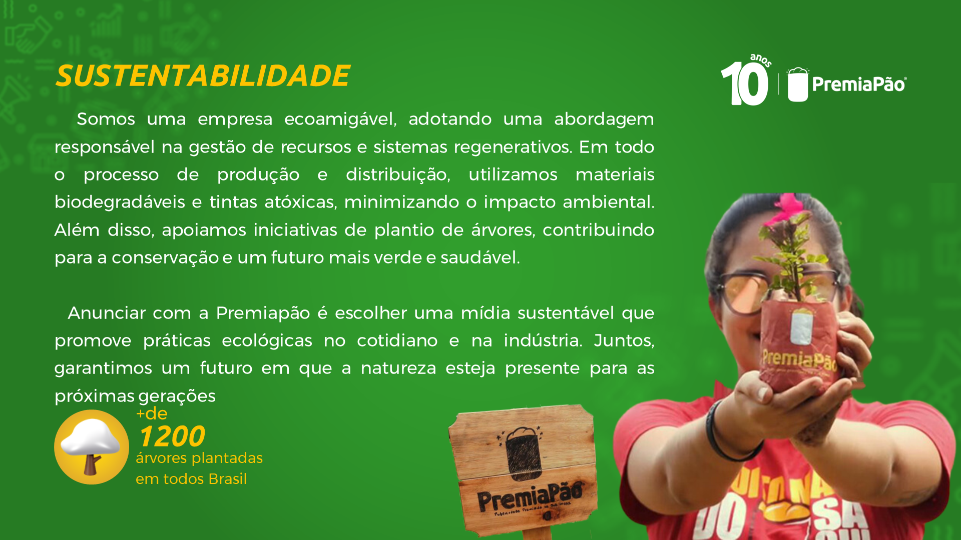 Página sustentabilidade do mídia kit PremiaPão
