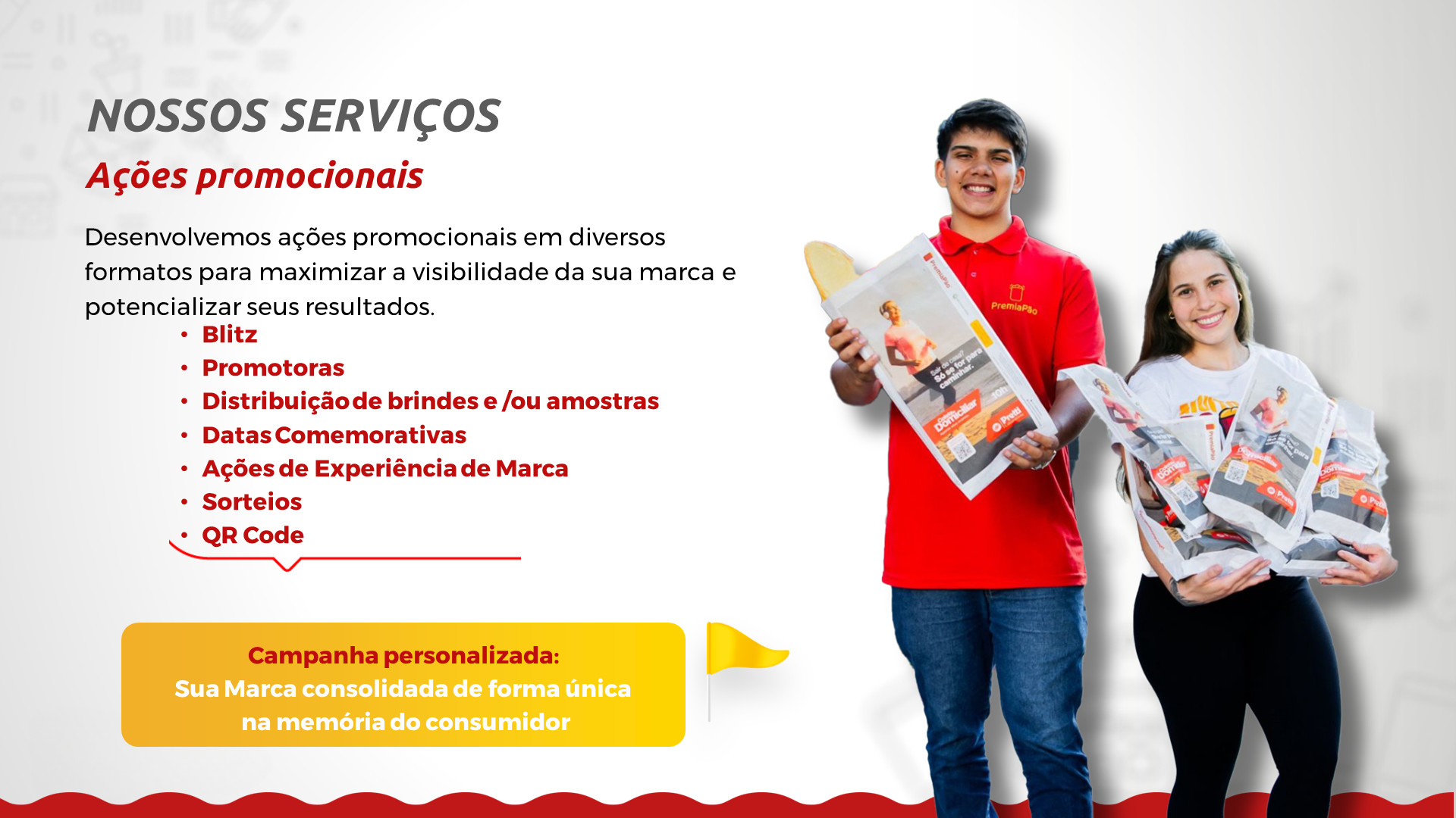 Página nossos serviços do mídia kit PremiaPão