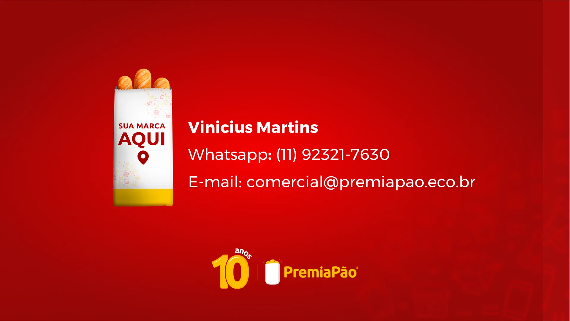 Contato comercial do mídia kit PremiaPão